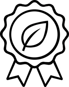 Eco certificate rosette badge with green leaf seal Stock Illustration