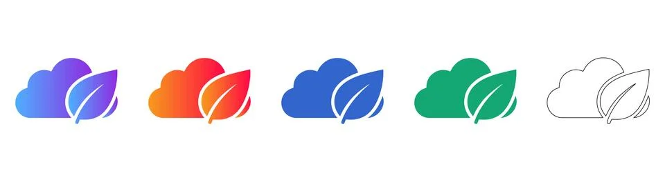 Eco Cloud and Leaf Sustainability Icons Stock Illustration