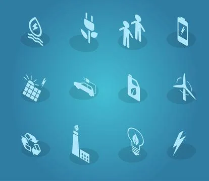 Eco collection with various icons on theme of ecology and green energy Stockillustratie