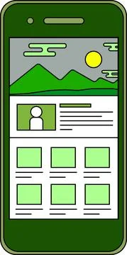 Eco color Web screen viewed on a smartphone Stock Illustration