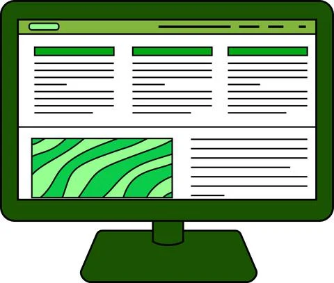 Eco color Website screen view with PC Illustrazione stock