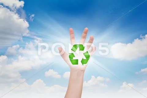 Eco concept : business hand point recycling symbol Stock Illustration