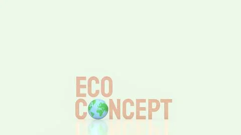 Eco Concept with Green Earth Globe and Wooden Typography for Sustainability.. Illustrazione stock
