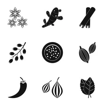 Eco condiment icon set, simple style 스톡 일러스트