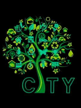 Eco conservation city conceptual tree design Illustrazione stock