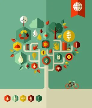 Eco conservation city tree Illustrazione stock
