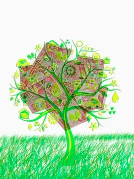 Eco conservation conceptual tree design Illustrazione stock