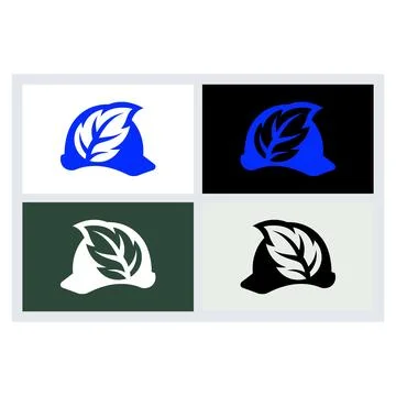 Eco Construction Helmet Logo Icon Set Stock Illustration