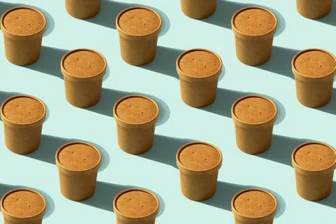 Eco container pattern, packaging on blue background Stock Photos