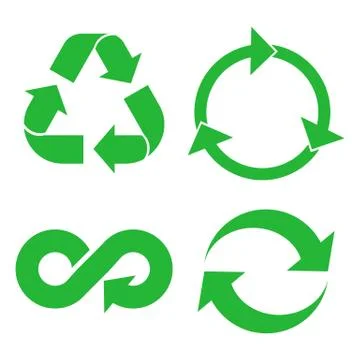 Eco cycle arrows icon set. Green recycled symbol green on white background. Stock Illustration