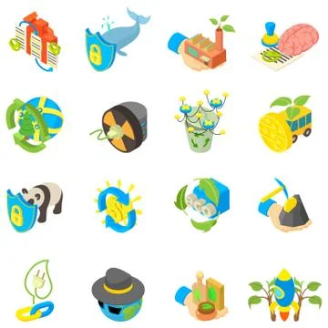 Eco data icons set, isometric style イラスト素材