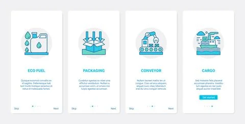 Eco delivery technology UX, UI onboarding mobile app page screen set with line Stock Illustration