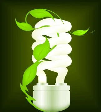 Eco design with energy-saving bulb. 스톡 일러스트