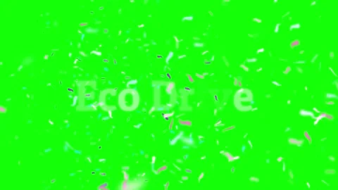 Eco drive text animation featuring colorful falling confetti on green screen Видео 338389707