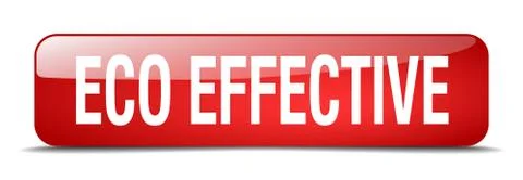 Eco effective red square 3d realistic isolated web button Stock Illustration
