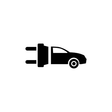 Eco Electric Car Flat Vector Icon Stock Illustration