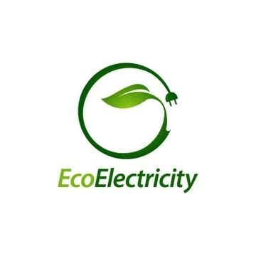 Eco electricity. Green leaf plug electric logo concept design template Stock Illustration
