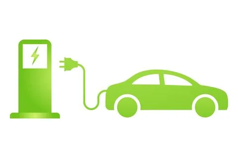 Eco electrocar icon Zero emission vehicle Battery charging station sign Stock-Illustration