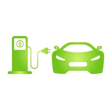 Eco electrocar icon Zero emission vehicle Battery charging station sign Stock Illustration