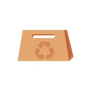 Eco empty bag kraft brown blank cardboard rectangle isolated on white backgro 스톡 일러스트