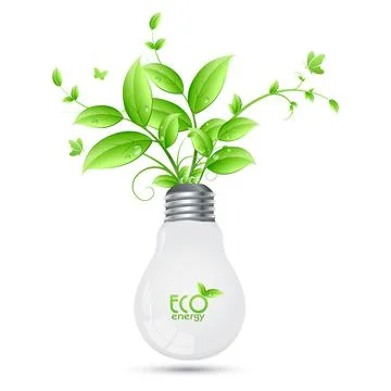 ECO Energy design with tree growing from bulbs.vector ilusstration Stock Illustration