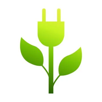 Eco energy green plug in vector icon Save energy stem leaves with electric pl 스톡 일러스트