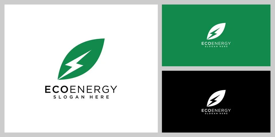 Eco energy with leaf vector logo template. Stock Illustration