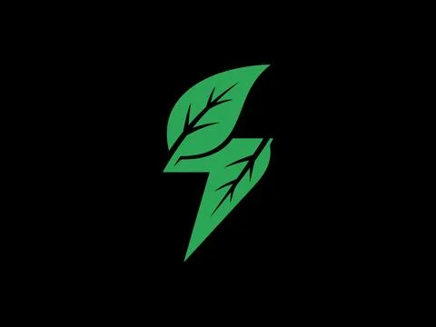 Eco Energy Lightning Bolt Made of Green Leaves Иллюстрация