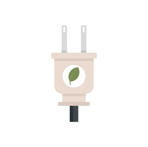 Eco energy plug icon flat isolated vector Stock Illustration