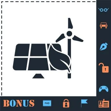 Eco Energy Saving icon flat Stock Illustration