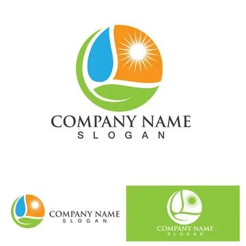 Eco Energy Vector Logo with leaf symbol. Green color with flash or thunder .. Stock Illustration