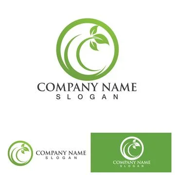 Eco Energy Vector Logo with leaf symbol. Green color with flash or thunder .. Illustrazione stock