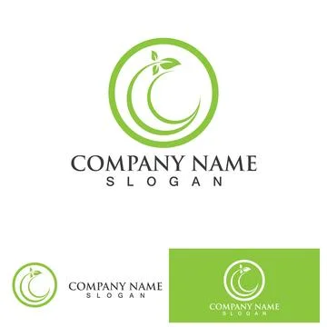 Eco Energy Vector Logo with leaf symbol. Green color with flash or thunder .. Illustrazione stock