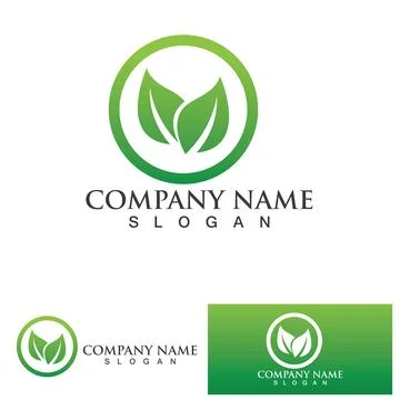 Eco Energy Vector Logo with leaf symbol. Green color with flash or thunder .. Illustrazione stock