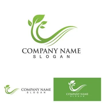 Eco Energy Vector Logo with leaf symbol. Green color with flash or thunder .. Illustrazione stock
