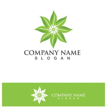 Eco Energy Vector Logo with leaf symbol. Green color with flash or thunder .. Illustrazione stock