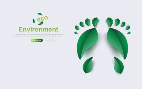 Eco Environment background.Creative Footprint with leaf plant concept.Element Ilustración de archivo