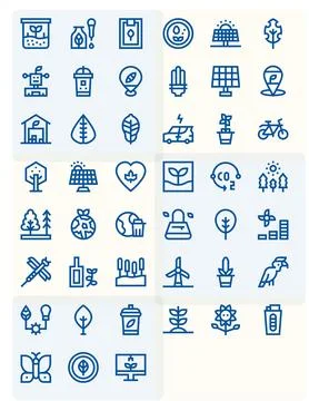 Eco Exclusive Vector Set featuring 45 Bold Line Detail Enhanced High Resolu.. Stock Illustration