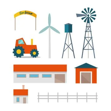 Eco Farm Conceptual Vector in Flat Style Design Ilustración de archivo