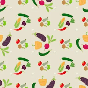 Eco farmer vegetables pattern. Vegetables seamless pattern. Stock Illustration