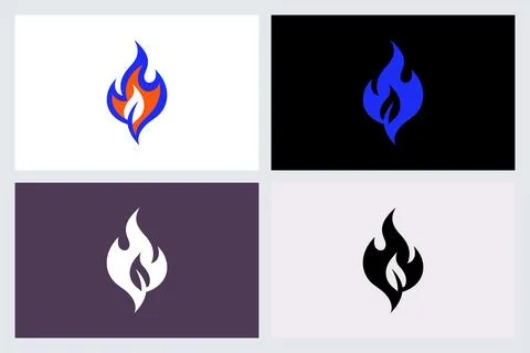 Eco Fire Leaf Logo Icon Set Stock Illustration