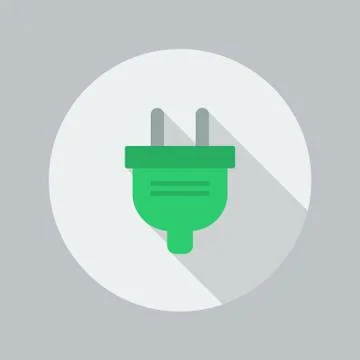 Eco Flat Icon. Electric Plug Stock Illustration