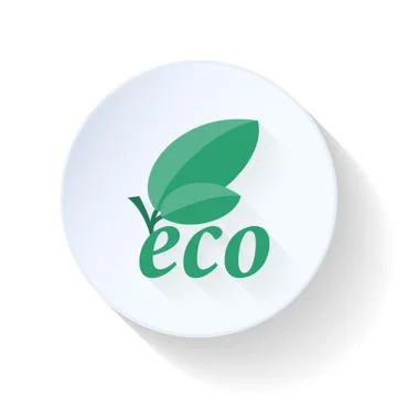 Eco flat icon with leaf Stock Illustration