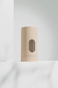 Eco-freindly cylindrical paper packaging with clear window Stock Illustration