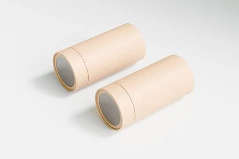 Eco-freindly cylindrical paper packaging with clear window Illustrazione stock