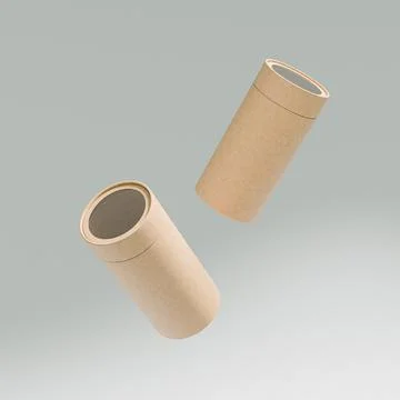 Eco-freindly cylindrical paper packaging with clear window Stock Illustration