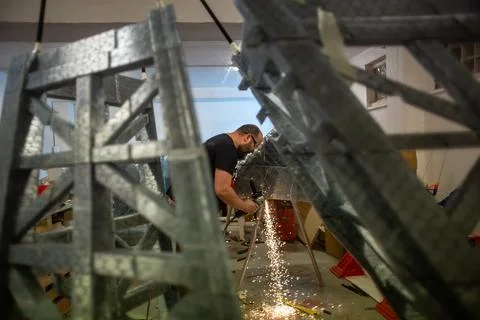 Eco-friendly 3D printed Eiffel Tower brings Olympic fever to Czechia, Prague, Cz Stock Photos