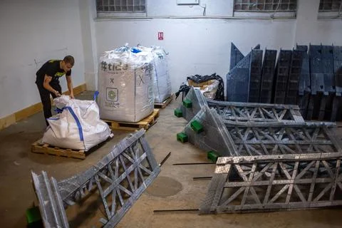 Eco-friendly 3D printed Eiffel Tower brings Olympic fever to Czechia, Prague, Cz Stock Photos