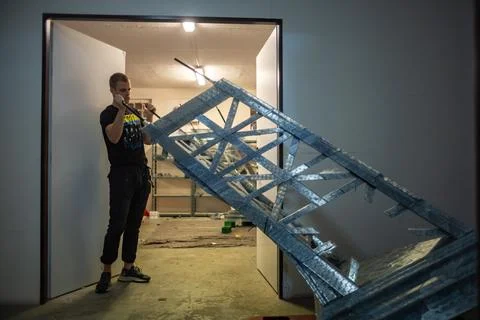 Eco-friendly 3D printed Eiffel Tower brings Olympic fever to Czechia, Prague, Cz Stock Photos