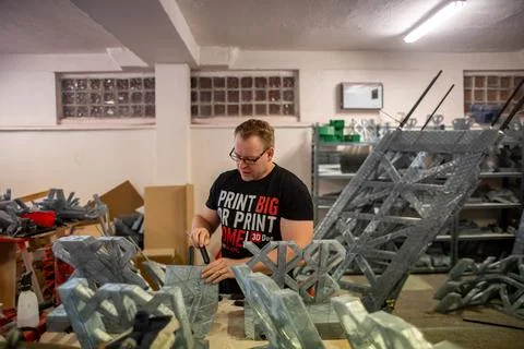 Eco-friendly 3D printed Eiffel Tower brings Olympic fever to Czechia, Prague, Cz Stock Photos